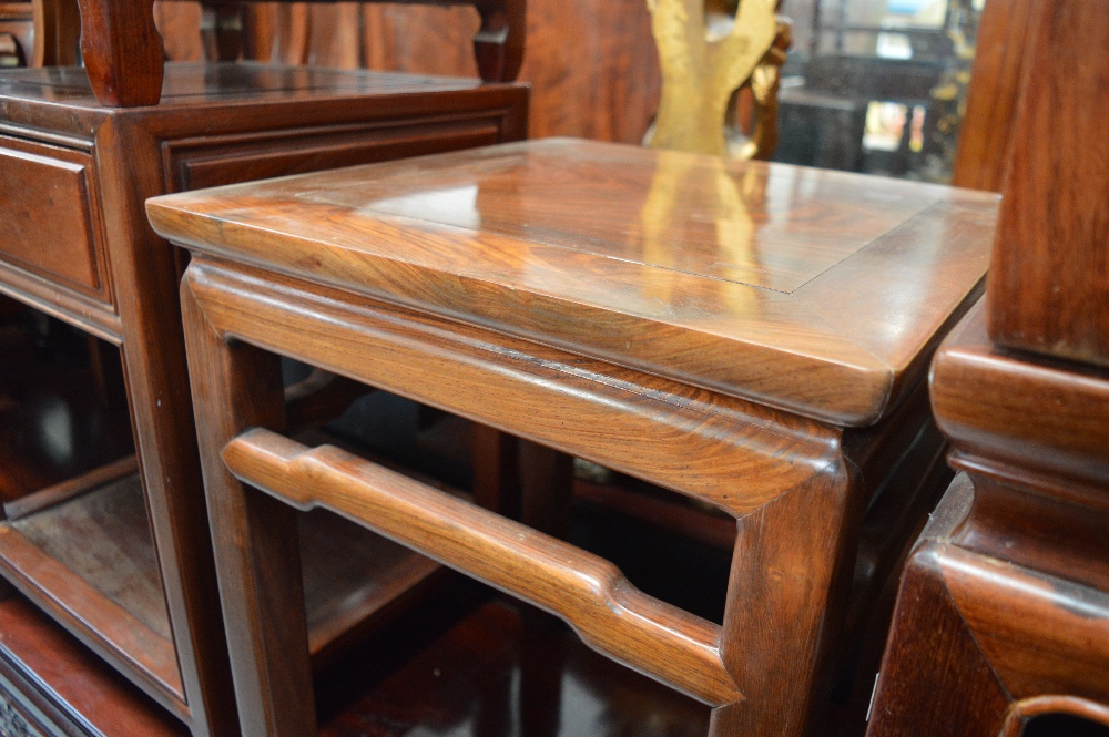 A pair of Chinese hardwood square occasional tables, - Image 2 of 4