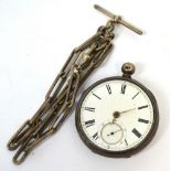 A hallmarked silver open face pocket watch,