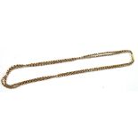 A yellow metal double chain necklace with flat clasp, approx 20.8g.