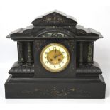 A large Victorian slate mantel clock,