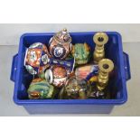 A collector's lot comprising base metal coin holder, an unmarked police whistle,