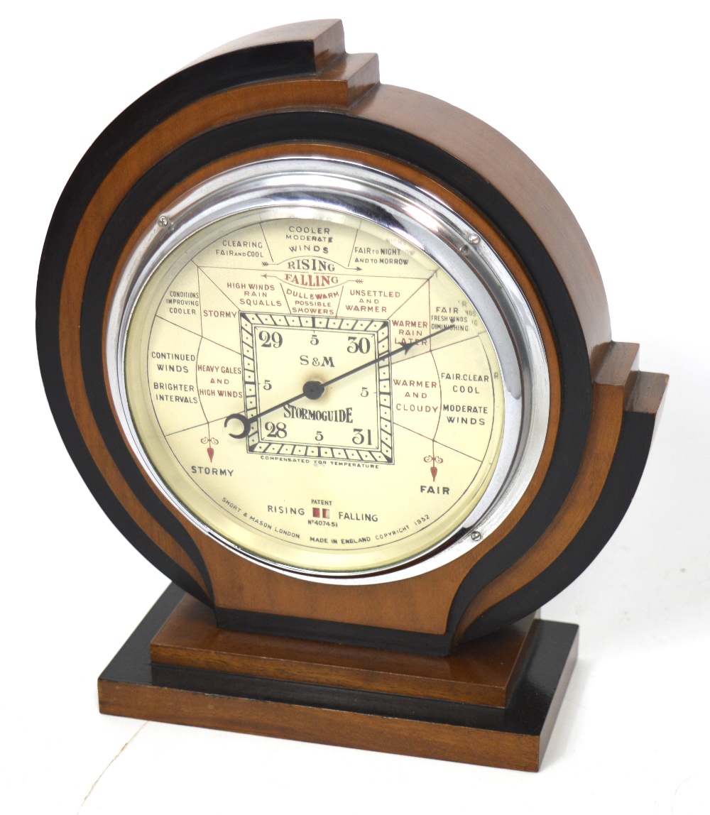 An Art Deco Short and Mason freestanding patent barometer, height 23cm.