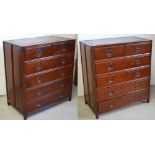 A pair of Chinese hardwood chest of two short and four long drawers, width 91.5cm.