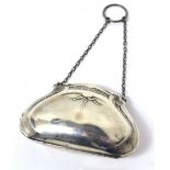 An Edward VII hallmarked silver purse with chain handle,