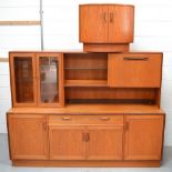 A retro G-Plan teak display cabinet/sideboard, width 182cm.