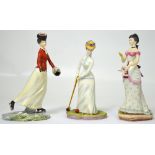 Three Royal Worcester Victorian series figures; 'Rosalind' model no 12,