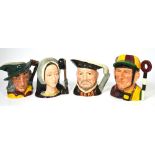 Four Royal Doulton character jugs; D6642 'Henry VIII', D6644 'Anne Boleyn',