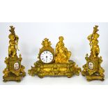 A 20th century clock garniture,