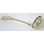 A George III hallmarked silver sifter spoon, London 1786, length 17cm, approx 1.4ozt.