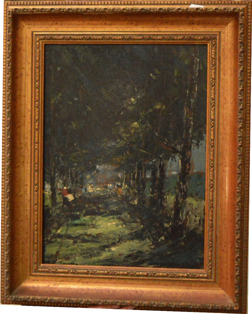 C. H. CHAPLIN; oil on board, a Parisian tree lined boulevard with figures, 39 x 29cm, framed.