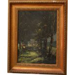 C. H. CHAPLIN; oil on board, a Parisian tree lined boulevard with figures, 39 x 29cm, framed.