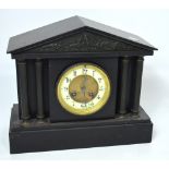 An early 20th century black slate mantel clock, 'Gaydon & Sons Kingston on Thames',