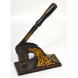 A Victorian black painted and floral gilded address stamp,