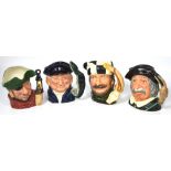 Four Royal Doulton character jugs; D6616 'The Smuggler', D6456 'Sancho Panza',