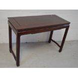 A Chinese hardwood side table with rectangular top, width 111.5cm.