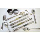 A small quantity of hallmarked silver items to include teaspoons,