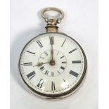 A hallmarked silver open face pocket watch the dial set with Roman numerals and smaller central