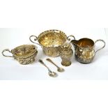 A Victorian hallmarked silver twin handle cup, London 1897, a Victorian hallmarked silver jug,