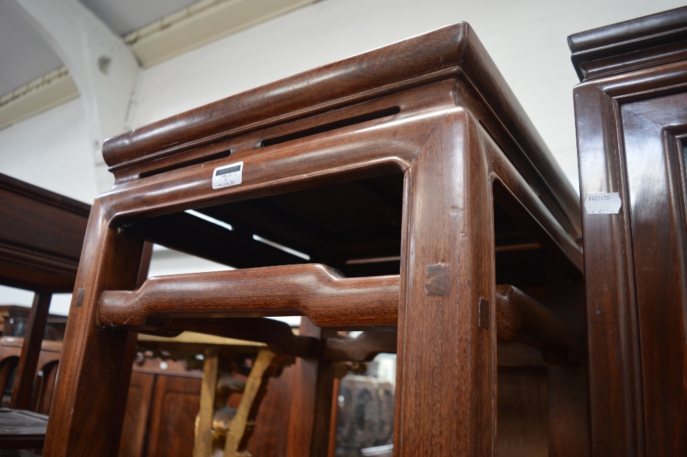 A pair of Chinese hardwood square occasional tables, - Image 4 of 4