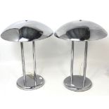 A pair of retro chromed table lamps, height of both approx 42cm.