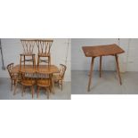 An Ercol elm table and set of six chairs, also a table extension piece, length of table 136cm (7).