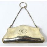 A George V hallmarked silver purse with chain handle,