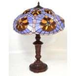 A modern bronzed table lamp with Tiffany style shade, height approx 60cm.