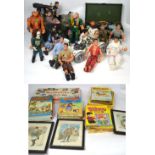 A quantity of action figures and accessories to include Action Man,