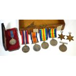 Seven WWII medals to include 1939-45 Star and an Imperial Service medal.