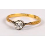 An 18ct yellow gold diamond solitaire ring, the round cut stone weighing approx 0.