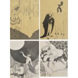 After AUBREY BEARDSLEY; a group of black and white prints, three books related to the artist,