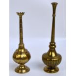 A 19th century floral engraved brass rose water dropper, height 25cm,