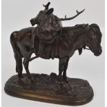 After ISIDORE-JULES BONHEUR (1827-1901); a bronze figure "Highland Pony Carrying Stag",