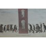 LAURENCE STEPHEN LOWRY (1887-1976); a signed limited edition coloured print, "The Meeting Point",