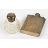 A George VI hallmarked silver hip flask with machine turned decoration and integral hinged screw