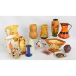 A quantity of decorative arts ceramics including a Burleigh Ware Art Deco designed jug,