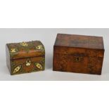 A Victorian walnut geometrically inlaid jewellery box of rectangular form, width 25cm,