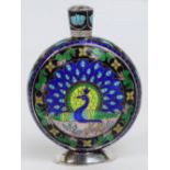 A 20th century Eastern 925 silver scent bottle of flat circular form,