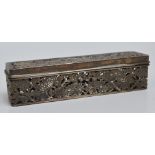 A late 19th/early 20th century Chinese export silver rectangular box with pierced blossoming