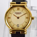 RAYMOND WEIL; a lady's gold electroplated wristwatch with circular dial set with baton markers,