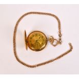 LONGINES; a 1910s 14ct yellow gold cased full hunter crown wind pocket watch,