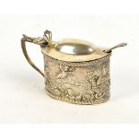 A Victorian hallmarked silver mustard pot of oval form,