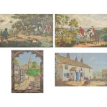 A collection of fifteen Brocklehurst-Whiston silk pictures including "Old Macclesfield",