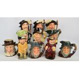 Eleven Royal Doulton character jugs; D6660 "Sir Francis Drake", "Falstaff", D6441 "Aramis",