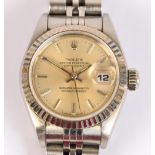 ROLEX; a lady's stainless steel Oyster Perpetual Datejust wristwatch,