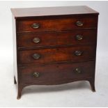 An early 19th century oak chest of drawers, the top with crossbanded decoration,