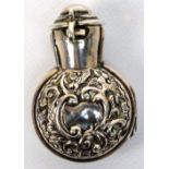 A late Victorian hallmarked silver cased clear glass scent bottle,