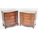 A reproduction mahogany Georgian style serpentine front bachelor's chest with crossbanded top and