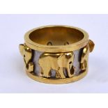 In the manner of CARTIER; an 18ct two tone gold ring,