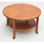 A modern oak two tiered circular coffee table, diameter 86cm.